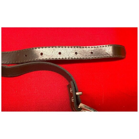 Dark Brown Leather Belt Women's Size 32 w/ Brass Color Buckle #4 ~32" x 3/4" - Picture 6 of 6